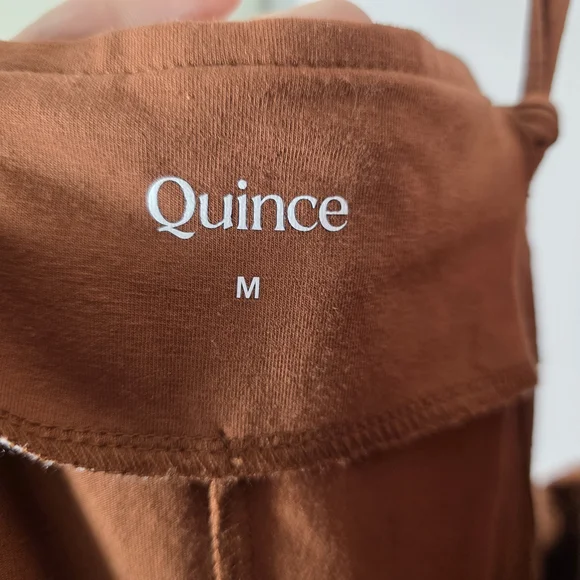 Quince Maternity Jumpsuit Medium Rust Brown Organic Cotton Stretch Overalls - Picture 5 of 6